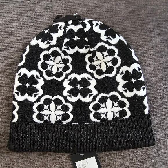 Kate Spade New York Women\'s Black & Cream Arabesque Knit Beanie One Size main image 6